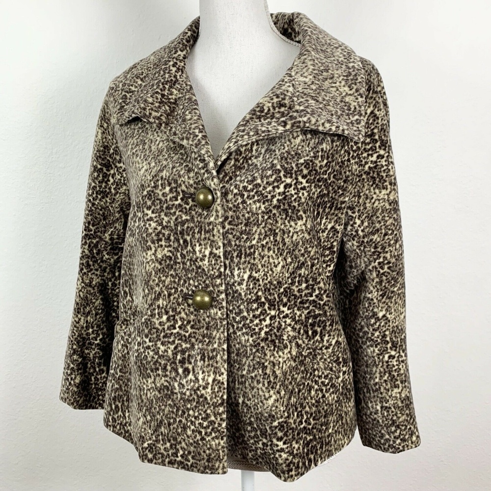 Talbots Petites Womens 6p Jacket Animal Print